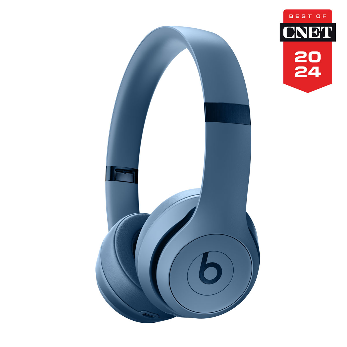 Beats Solo 4 headphones in Slate Blue with Best of CNET 2024 badge.